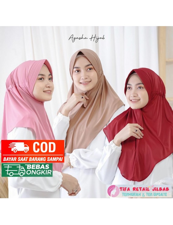 Jilbab Serut Polos Instan Jersey - Kerudung Wanita