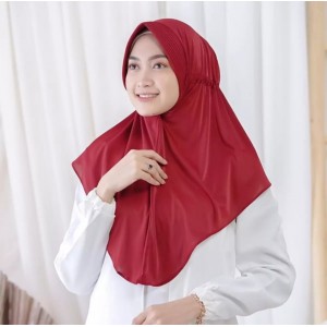 Jilbab Serut Polos Instan Jersey - Kerudung Wanita