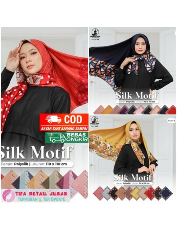 Jilbab Segi Empat Silk Motif By Umama - Kerudung Wanita