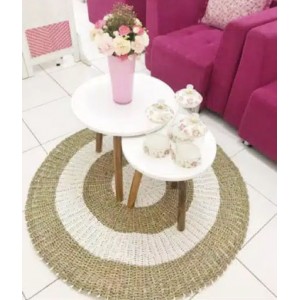 Rug anyaman seagrass 120CM Murah/ Karpet anyaman / Karpet Bulat / Floor mat