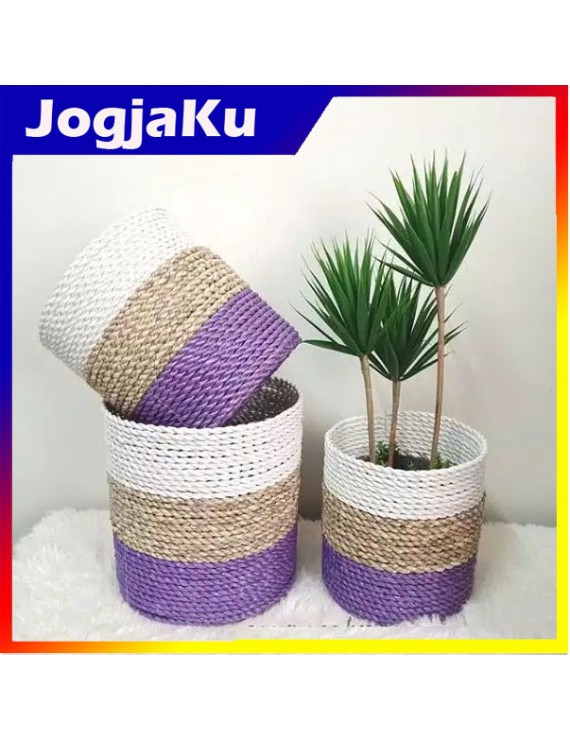 COVER POT SET ISI 3pcs ANYAMAN SEAGRASS PANDAN