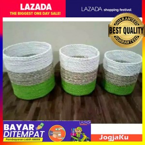 COVER POT SET ISI 3pcs ANYAMAN SEAGRASS PANDAN