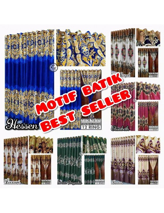 Gorden Pintu- Gordern Jendela - gorden jendela tirai gorden - Korden Pintu Minimalis Motif Batik - Korden tirai Gorden Smokering - Gorden Smokring RIng 12 Toko Ayuku - Hordeng Pintu Set Murah