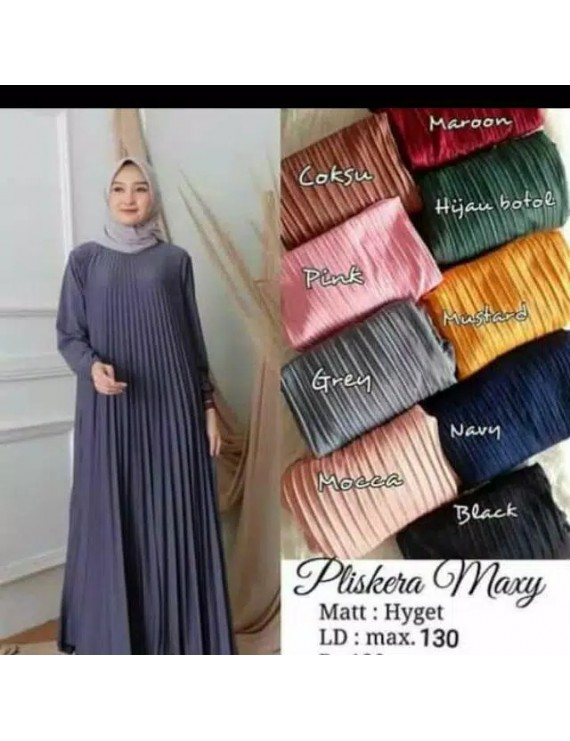 gamis pliskera /gamis plisket tali pinggang