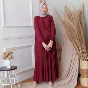 gamis pliskera /gamis plisket tali pinggang