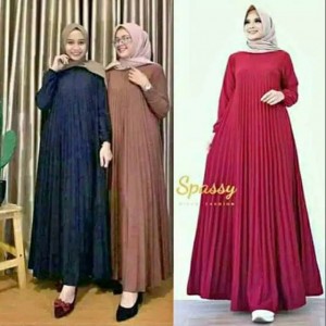 gamis pliskera /gamis plisket tali pinggang