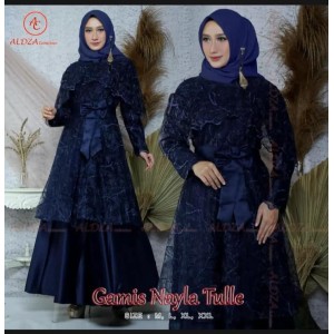 gamis nayla fatia fashion terbaru/gamis tulle kekinian/gamis muslimah/gamis pesta