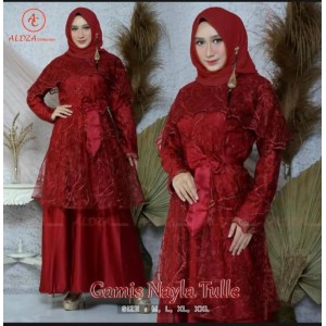 gamis nayla fatia fashion terbaru/gamis tulle kekinian/gamis muslimah/gamis pesta