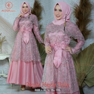 gamis nayla fatia fashion terbaru/gamis tulle kekinian/gamis muslimah/gamis pesta