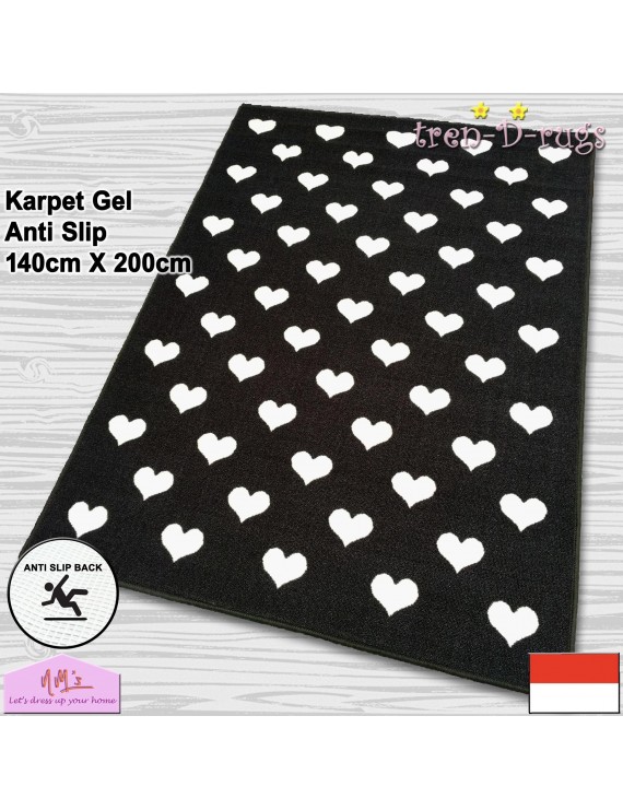 Tren-D-rugs Karpet love hati permadani bulu alas lantai kamar tidur ruang tamu dekorasi rumah anti slip murah 140 x 200cm - NMs