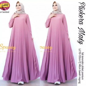 gamis plisket leher polos terbaru