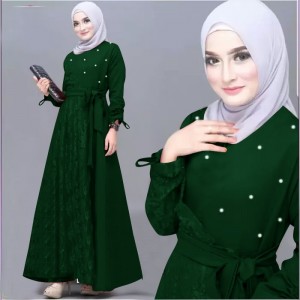 GAMIS LILLA BAHAN MOSCREPE KOMBI BROKAT FIT TO XL-XXXL LD 100-120 PJ 135-145 MUTIARA IMPORT.